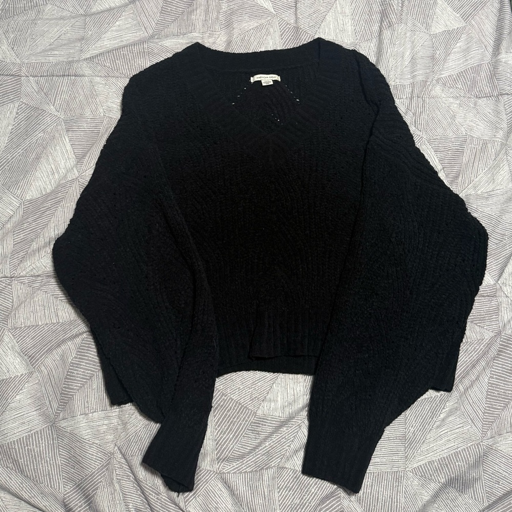 American Eagle Outfitters Black V-Neck Sweater